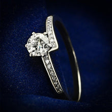 Load image into Gallery viewer, TS084 - Rhodium 925 Sterling Silver Ring with AAA Grade CZ  in Clear