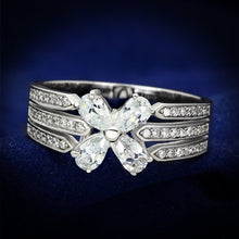 Load image into Gallery viewer, TS092 - Rhodium 925 Sterling Silver Ring with AAA Grade CZ  in Clear