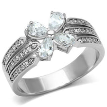 Load image into Gallery viewer, TS092 - Rhodium 925 Sterling Silver Ring with AAA Grade CZ  in Clear