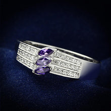 Load image into Gallery viewer, TS104 - Rhodium 925 Sterling Silver Ring with AAA Grade CZ  in Amethyst