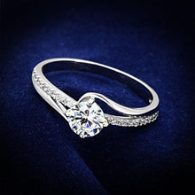 Load image into Gallery viewer, TS141 - Rhodium 925 Sterling Silver Ring with AAA Grade CZ  in Clear