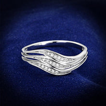 Load image into Gallery viewer, TS143 - Rhodium 925 Sterling Silver Ring with AAA Grade CZ  in Clear