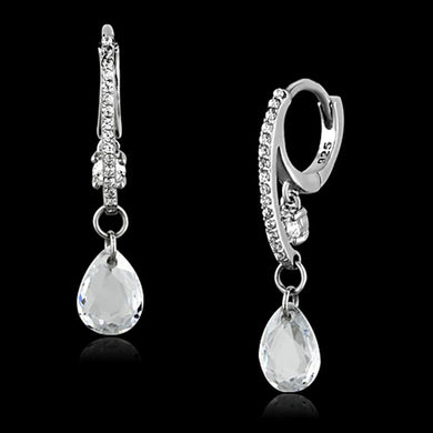 TS159 - Rhodium 925 Sterling Silver Earrings with AAA Grade CZ  in Clear