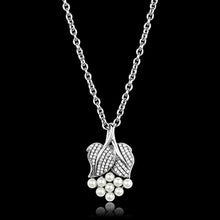 Load image into Gallery viewer, TS165 - Rhodium 925 Sterling Silver Chain Pendant with Synthetic Pearl in White