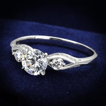 Load image into Gallery viewer, TS189 - Rhodium 925 Sterling Silver Ring with AAA Grade CZ  in Clear