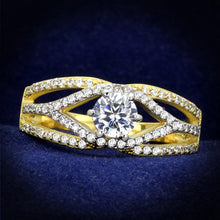 Load image into Gallery viewer, TS200 - Gold+Rhodium 925 Sterling Silver Ring with AAA Grade CZ  in Clear