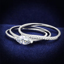 Load image into Gallery viewer, TS208 - Rhodium 925 Sterling Silver Ring with AAA Grade CZ  in Clear