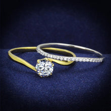 Load image into Gallery viewer, TS209 - Gold+Rhodium 925 Sterling Silver Ring with AAA Grade CZ  in Clear