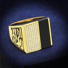 Load image into Gallery viewer, TS236 - Gold 925 Sterling Silver Ring with Semi-Precious Onyx in Jet