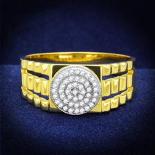 Load image into Gallery viewer, TS237 - Gold+Rhodium 925 Sterling Silver Ring with AAA Grade CZ  in Clear