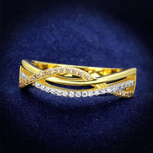 Load image into Gallery viewer, TS252 - Gold+Rhodium 925 Sterling Silver Ring with AAA Grade CZ  in Champagne