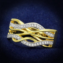 Load image into Gallery viewer, TS253 - Gold+Rhodium 925 Sterling Silver Ring with AAA Grade CZ  in Clear