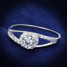 Load image into Gallery viewer, TS263 - Rhodium 925 Sterling Silver Ring with AAA Grade CZ  in Clear