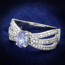 Load image into Gallery viewer, TS265 - Rhodium 925 Sterling Silver Ring with AAA Grade CZ  in Light Amethyst