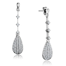 Load image into Gallery viewer, TS292 - Rhodium 925 Sterling Silver Earrings with AAA Grade CZ  in Clear