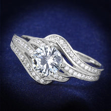 Load image into Gallery viewer, TS303 - Rhodium 925 Sterling Silver Ring with AAA Grade CZ  in Clear