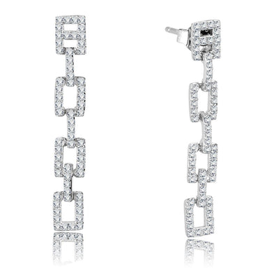 TS326 - Rhodium 925 Sterling Silver Earrings with AAA Grade CZ  in Clear