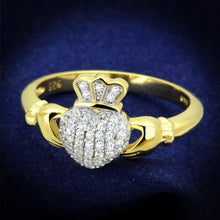 Load image into Gallery viewer, TS342 - Gold+Rhodium 925 Sterling Silver Ring with AAA Grade CZ  in Clear