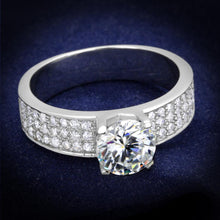 Load image into Gallery viewer, TS345 - Rhodium 925 Sterling Silver Ring with AAA Grade CZ  in Clear