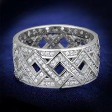 Load image into Gallery viewer, TS372 - Rhodium 925 Sterling Silver Ring with AAA Grade CZ  in Clear