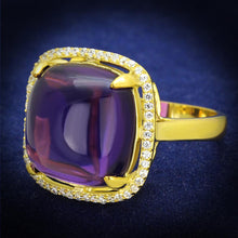 Load image into Gallery viewer, TS392 - Gold 925 Sterling Silver Ring with Synthetic Synthetic Glass in Amethyst