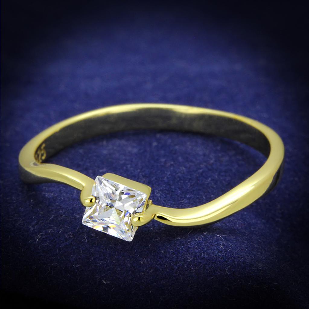 TS407 - Gold 925 Sterling Silver Ring with AAA Grade CZ  in Clear