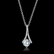 Load image into Gallery viewer, TS411 - Rhodium 925 Sterling Silver Chain Pendant with AAA Grade CZ  in Clear