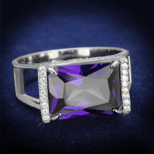 Load image into Gallery viewer, TS417 - Rhodium 925 Sterling Silver Ring with AAA Grade CZ  in Amethyst