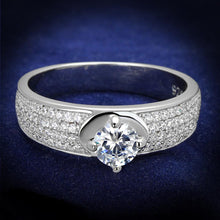 Load image into Gallery viewer, TS428 - Rhodium 925 Sterling Silver Ring with AAA Grade CZ  in Clear