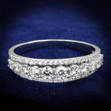 Load image into Gallery viewer, TS429 - Rhodium 925 Sterling Silver Ring with AAA Grade CZ  in Clear