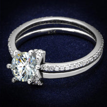 Load image into Gallery viewer, TS464 - Rhodium 925 Sterling Silver Ring with AAA Grade CZ  in Clear