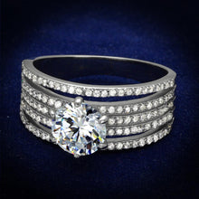 Load image into Gallery viewer, TS473 - Rhodium 925 Sterling Silver Ring with AAA Grade CZ  in Clear