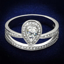 Load image into Gallery viewer, TS476 - Rhodium 925 Sterling Silver Ring with AAA Grade CZ  in Clear