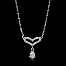 Load image into Gallery viewer, TS484 - Rhodium 925 Sterling Silver Necklace with AAA Grade CZ  in Clear