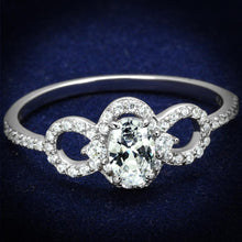 Load image into Gallery viewer, TS486 - Rhodium 925 Sterling Silver Ring with AAA Grade CZ  in Clear