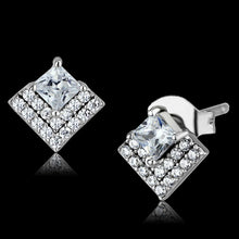 Load image into Gallery viewer, TS493 - Rhodium 925 Sterling Silver Earrings with AAA Grade CZ  in Clear