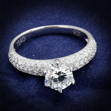 Load image into Gallery viewer, TS521 - Rhodium 925 Sterling Silver Ring with AAA Grade CZ  in Clear