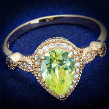 Load image into Gallery viewer, TS538 - Rose Gold 925 Sterling Silver Ring with AAA Grade CZ  in Apple Green color