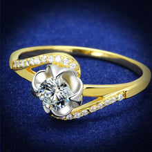 Load image into Gallery viewer, TS542 - Gold+Rhodium 925 Sterling Silver Ring with AAA Grade CZ  in Clear