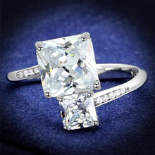 Load image into Gallery viewer, TS557 - Rhodium 925 Sterling Silver Ring with AAA Grade CZ  in Clear