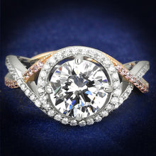 Load image into Gallery viewer, TS585 - Rose Gold + Rhodium 925 Sterling Silver Ring with AAA Grade CZ  in Clear