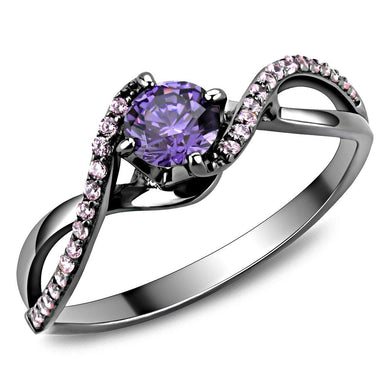 TS610 - Ruthenium 925 Sterling Silver Ring with AAA Grade CZ  in Amethyst