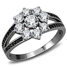 Load image into Gallery viewer, TS611 - Ruthenium 925 Sterling Silver Ring with AAA Grade CZ  in Clear