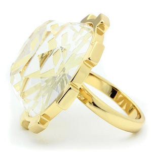 VL006 - Gold Brass Ring with Synthetic Synthetic Glass in Clear