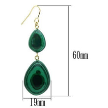 Load image into Gallery viewer, VL019 - Gold Brass Earrings with Synthetic MALACHITE in Emerald