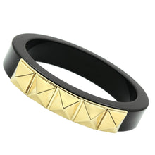 Load image into Gallery viewer, VL030 - IP Gold(Ion Plating) Brass Bangle with Synthetic Synthetic Stone in Jet