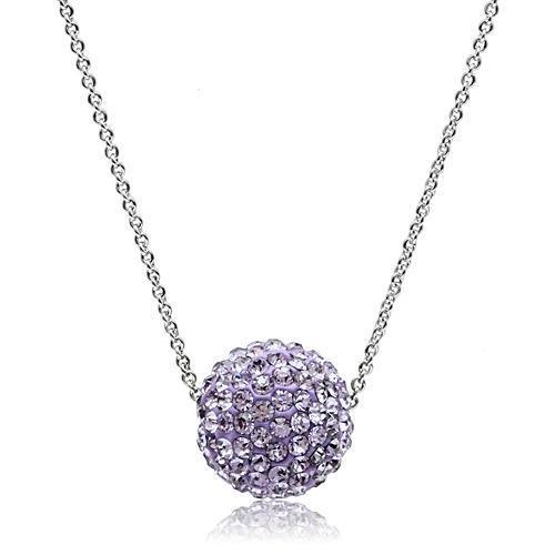 VL056 - Rhodium Brass Chain Pendant with Top Grade Crystal  in Light Amethyst