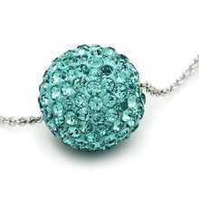 Load image into Gallery viewer, VL059 - Rhodium Brass Chain Pendant with Top Grade Crystal  in Sea Blue