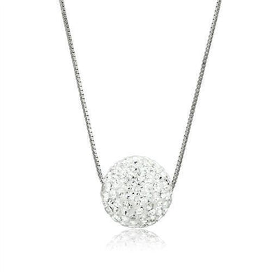 VL061 - Rhodium Brass Chain Pendant with Top Grade Crystal  in Clear