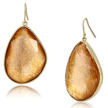 Load image into Gallery viewer, VL071 - IP Gold(Ion Plating) Brass Earrings with Synthetic Synthetic Stone in Orange